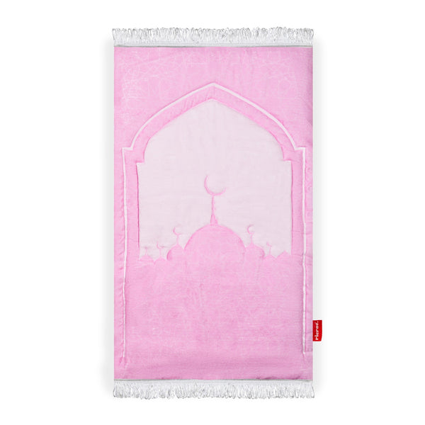 Printed Fiber Padded Prayer Mat- Pink Mosque
